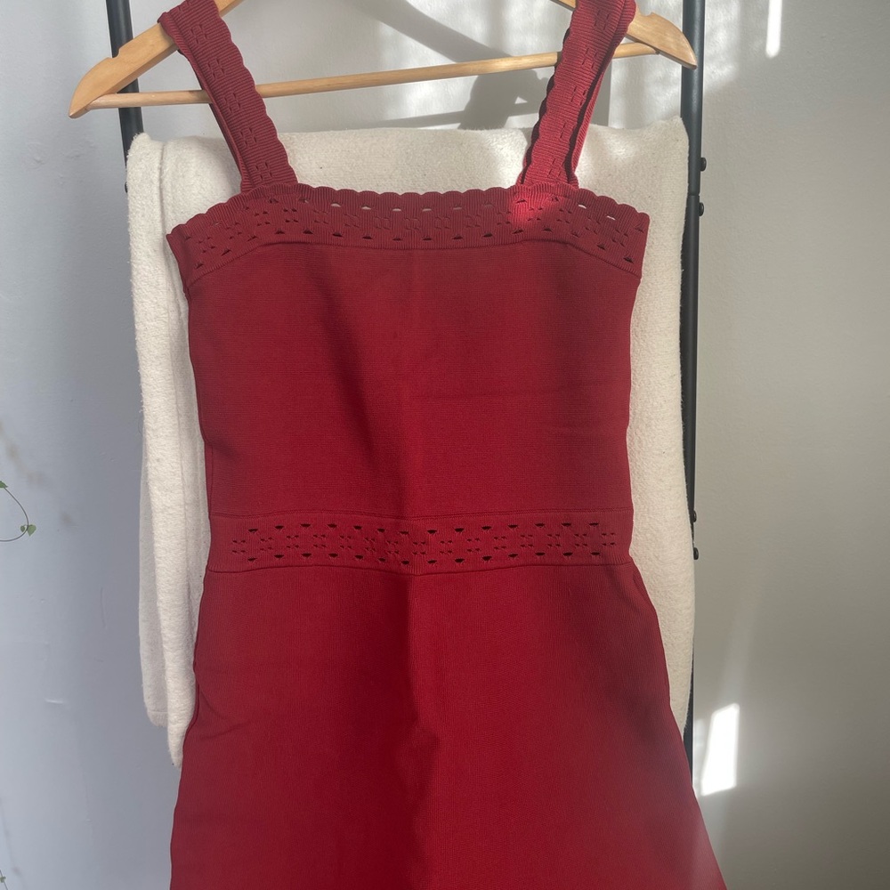 Sandro Red Knit Midi Dress
